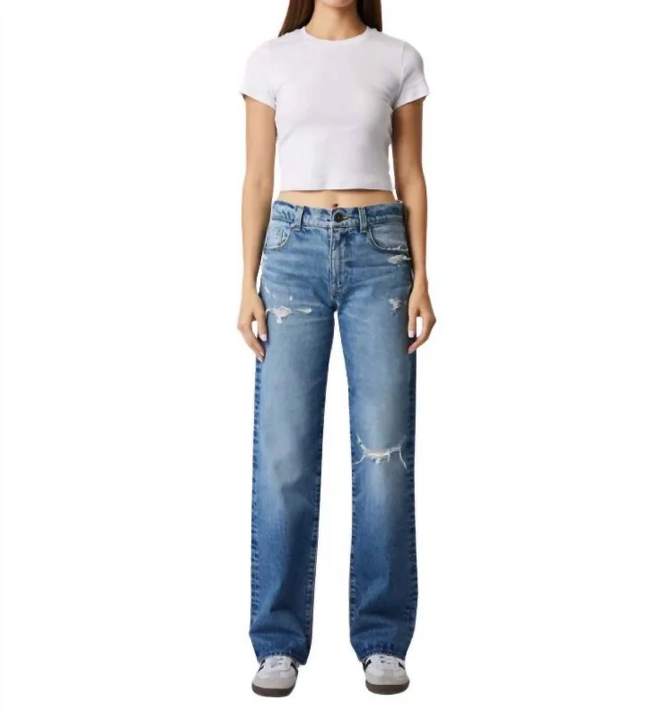 Vincent High Rise Long Wide Leg Jeans In Medium Maggio Wash