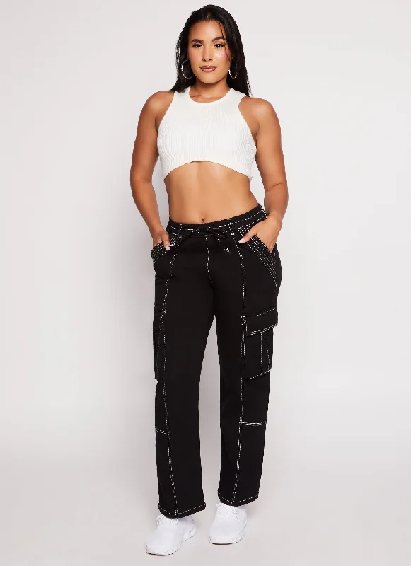 Almost Famous Contrast Stitch Cargo Pants