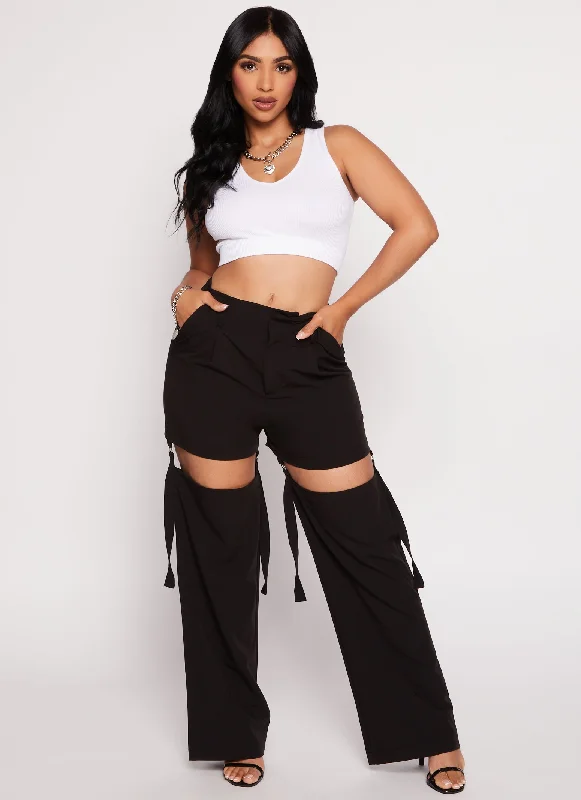 D Ring Strap Cut Out Pants