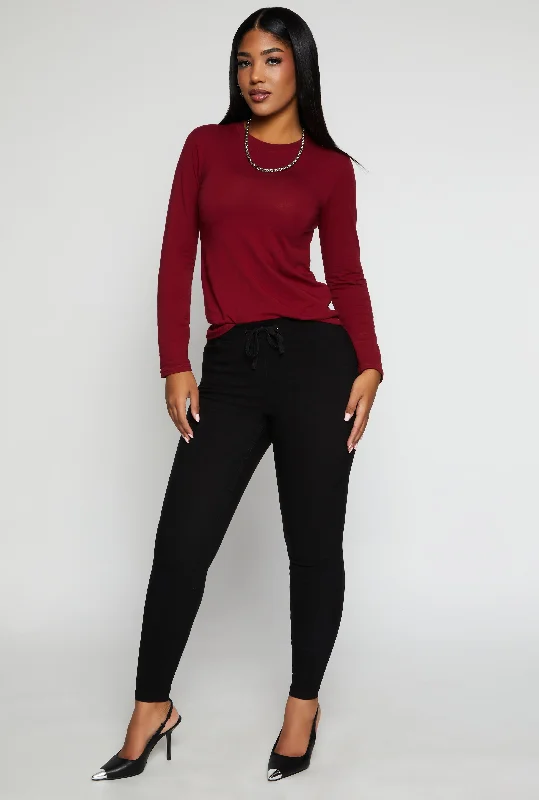 Drawstring High Waisted Skinny Leg Pants