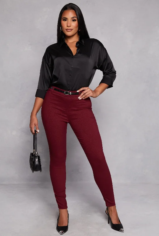 Hyper Stretch Belted High Waisted Pants