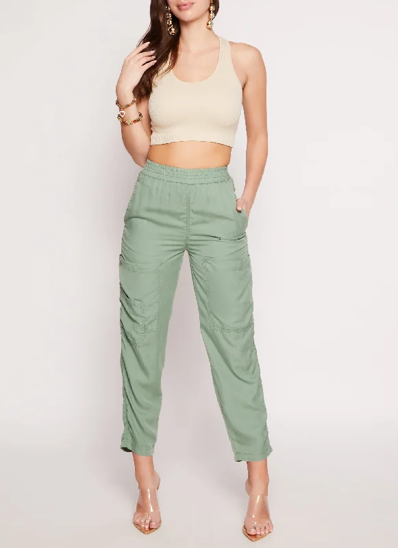 High Waist Pull On Cargo Pants