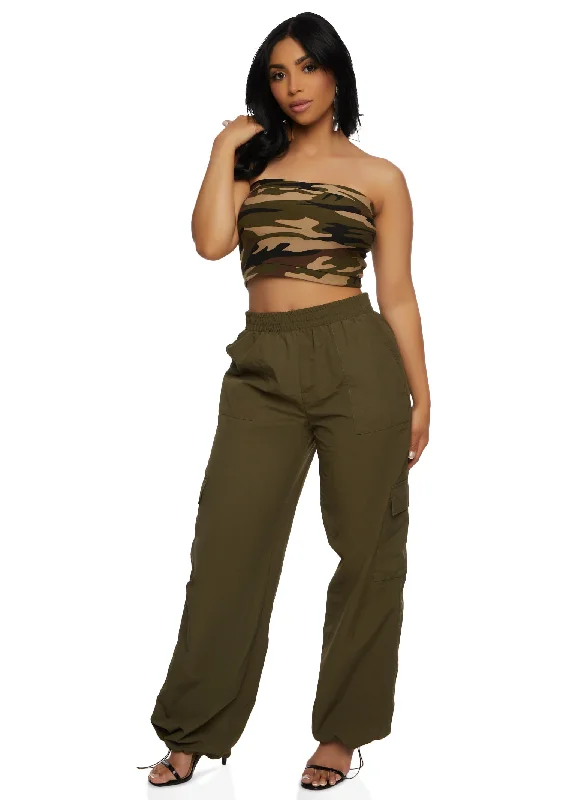 Iris Nylon Toggle Drawstring Hem Cargo Pants