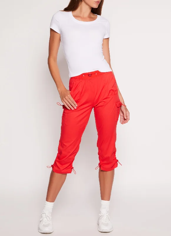 Toggle Drawstring Capri Cargo Pants