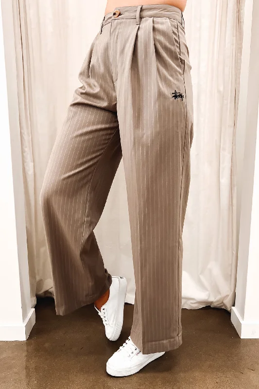 Volume Pleated Pant Sand Stripe