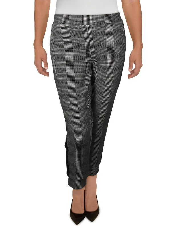 Womens Slim Fit Plaid Ankle Pants