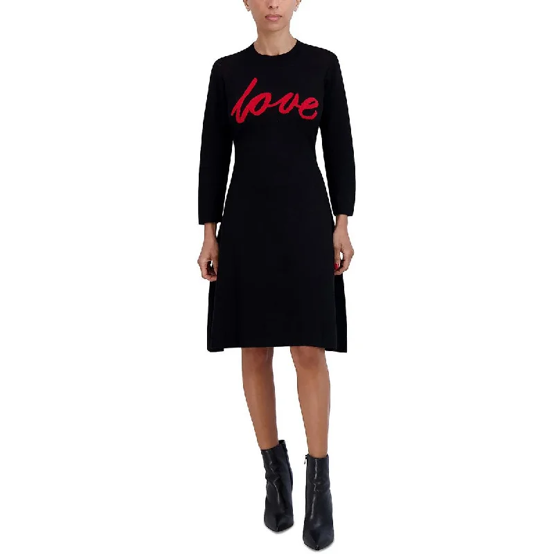 Signature By Robbie Bee Womens Plus Knit Graphic Sweaterdress