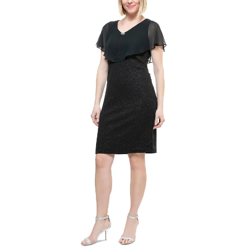 SLNY Womens Plus Shimmer Elegant Sheath Dress