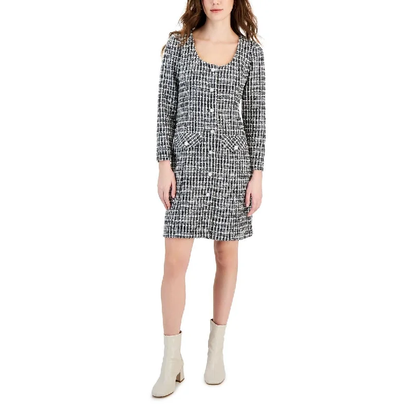 Taylor Womens Tweed Word Day Wear Midi Dress