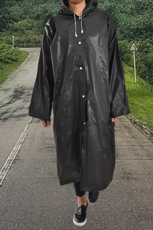 Adults Black Hooded Rain coat