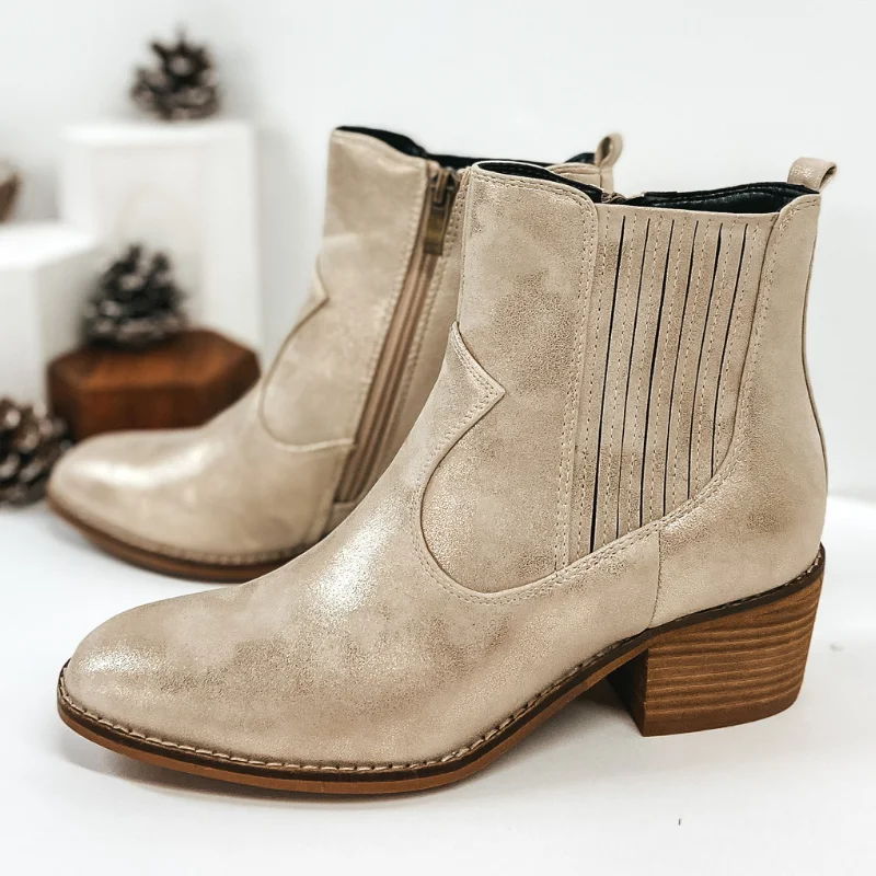 Corky's | Starboard Zip Up Ankle Booties in Gold Metallic