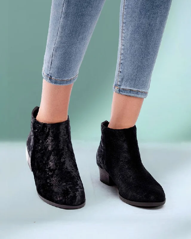 Elisha Black Velvet Boots