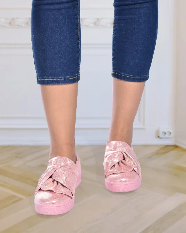 Knot Decor Pink Sneakers