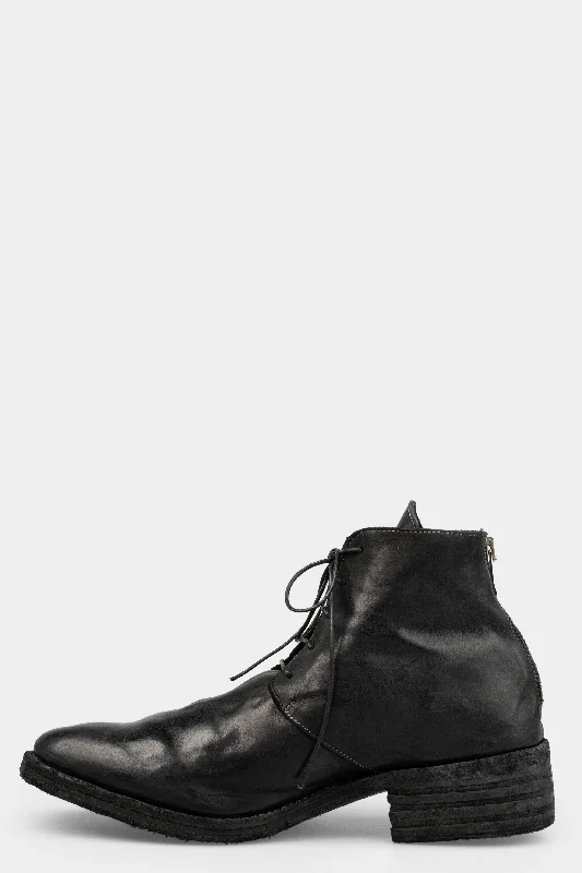 Low top laced leather boots w back zip