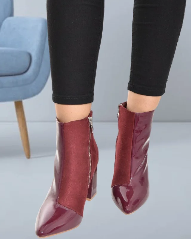 Maroon Two Tone Boots