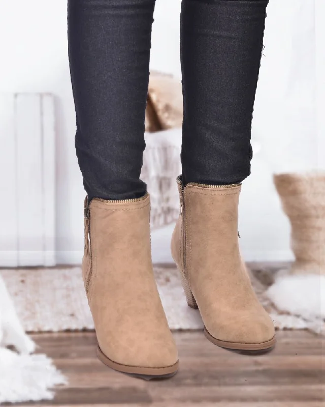 Rayleene  Taupe Zipper Detail Boots