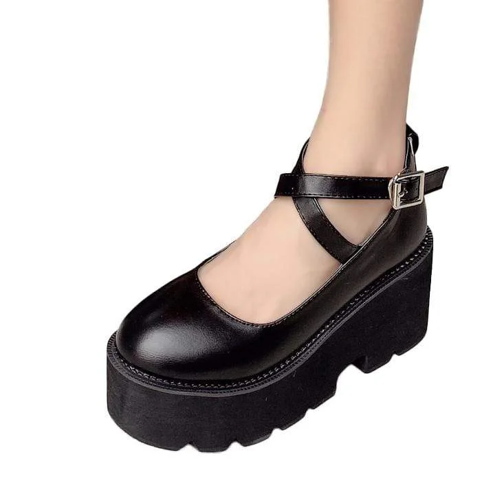 Women's Gothic Punk Ankle Buckle Mary Jane Shoes