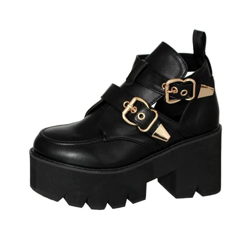 Women's Gothic Punk Buckles Platform Ankle Boots