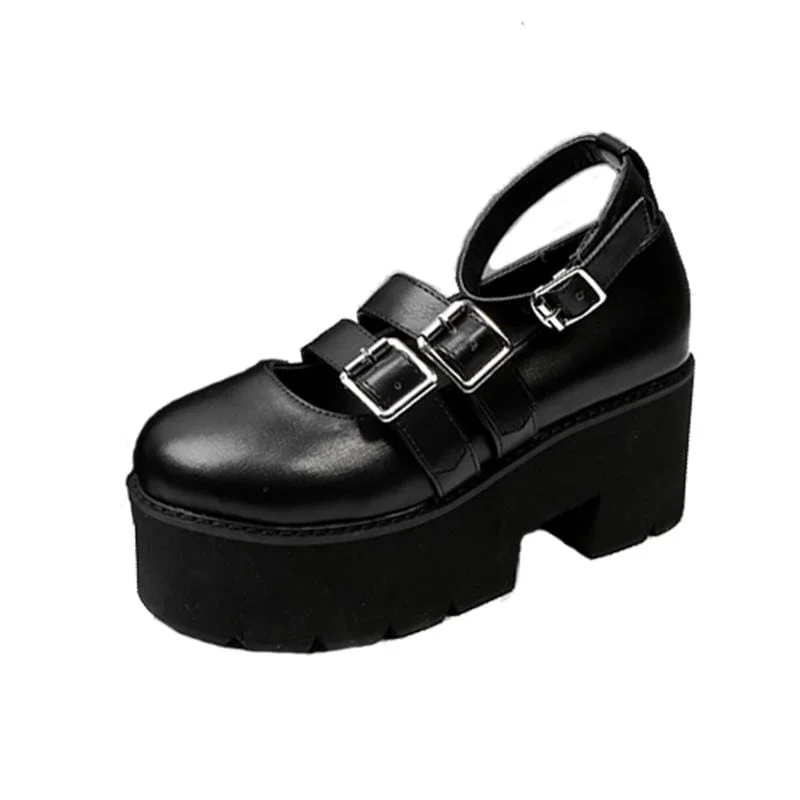 Women's Gothic Punk Buckles Platform Lolita Shoes