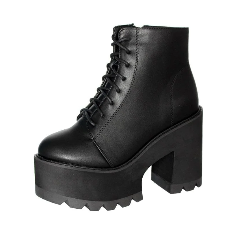 Women's Gothic Punk Lace-up Platform Short Boots