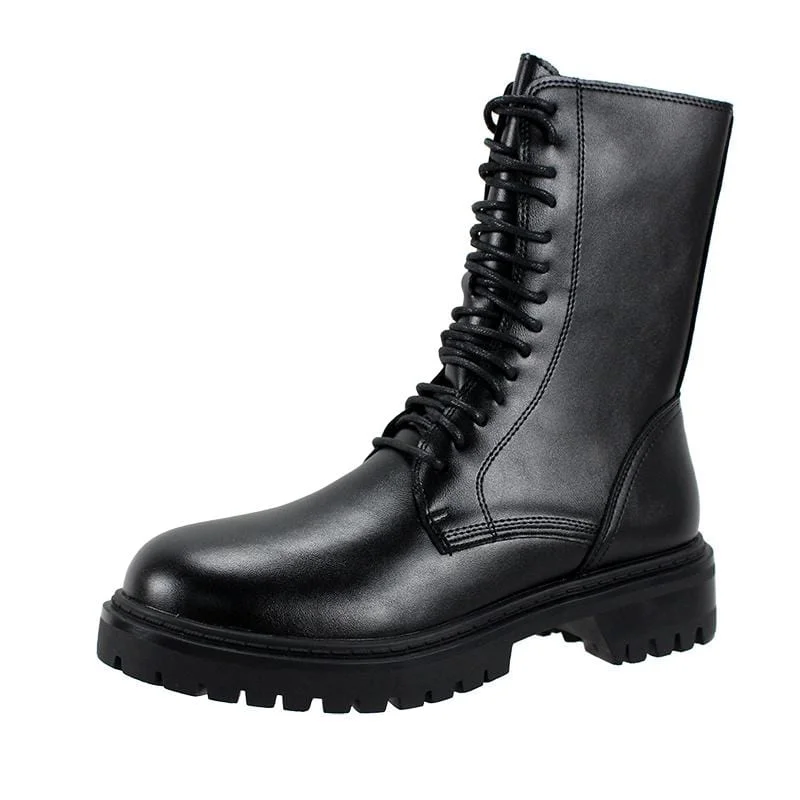 Women's Gothic Punk Patent Leather Buskin Boots