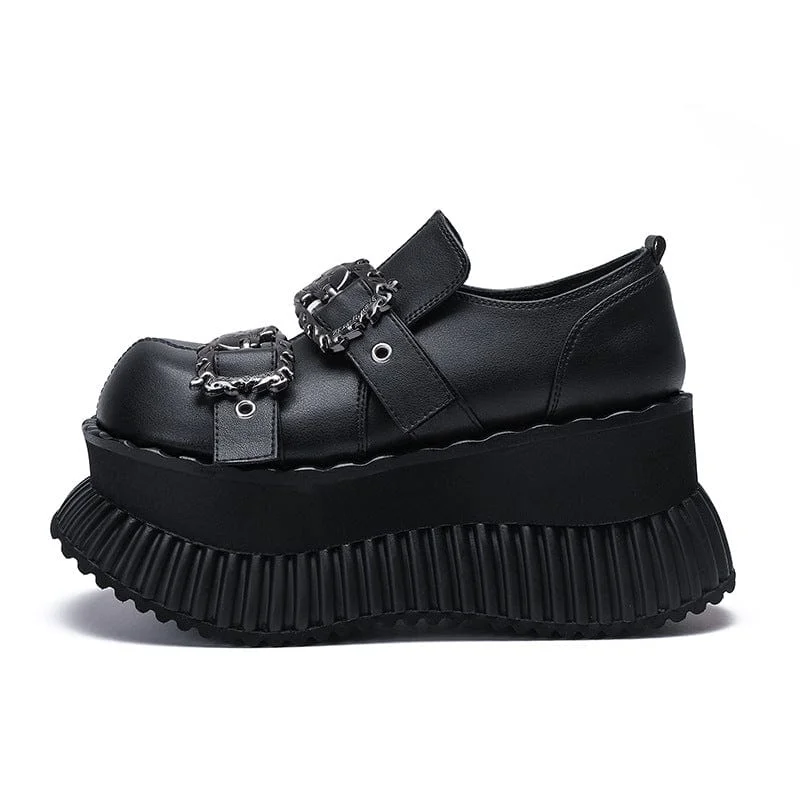 Women's Punk Skull Buckle Platform Shoes