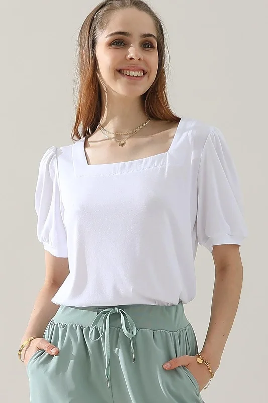 SQUARED NECKLINES RUFFLED LOOSE TEES