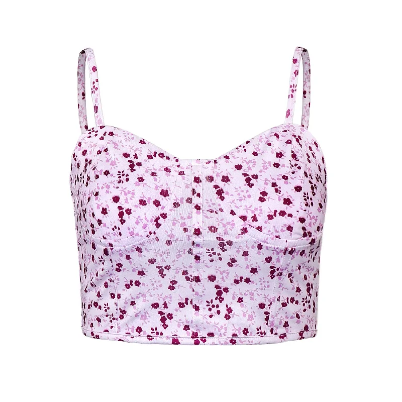 Sexy Floral Crop Top with Navel-revealing Cami for Women