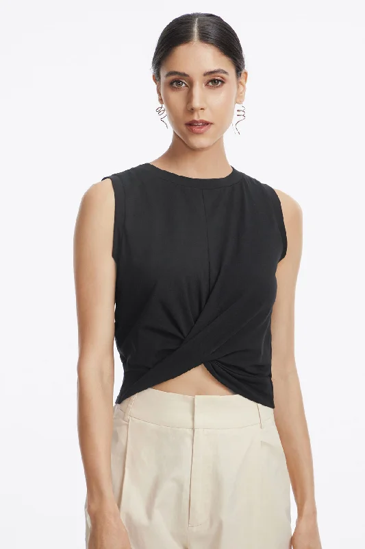 Ruched Round Neck Crop Top