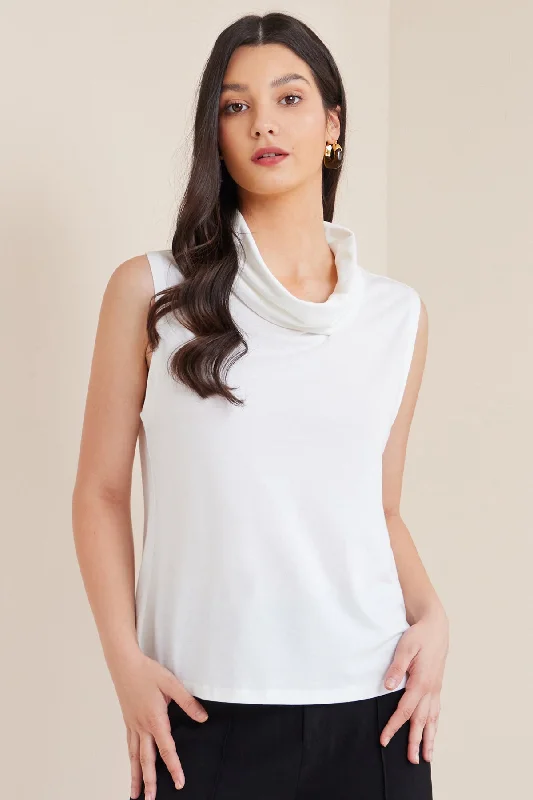 Women's Draped Funnel Neck Tank Top